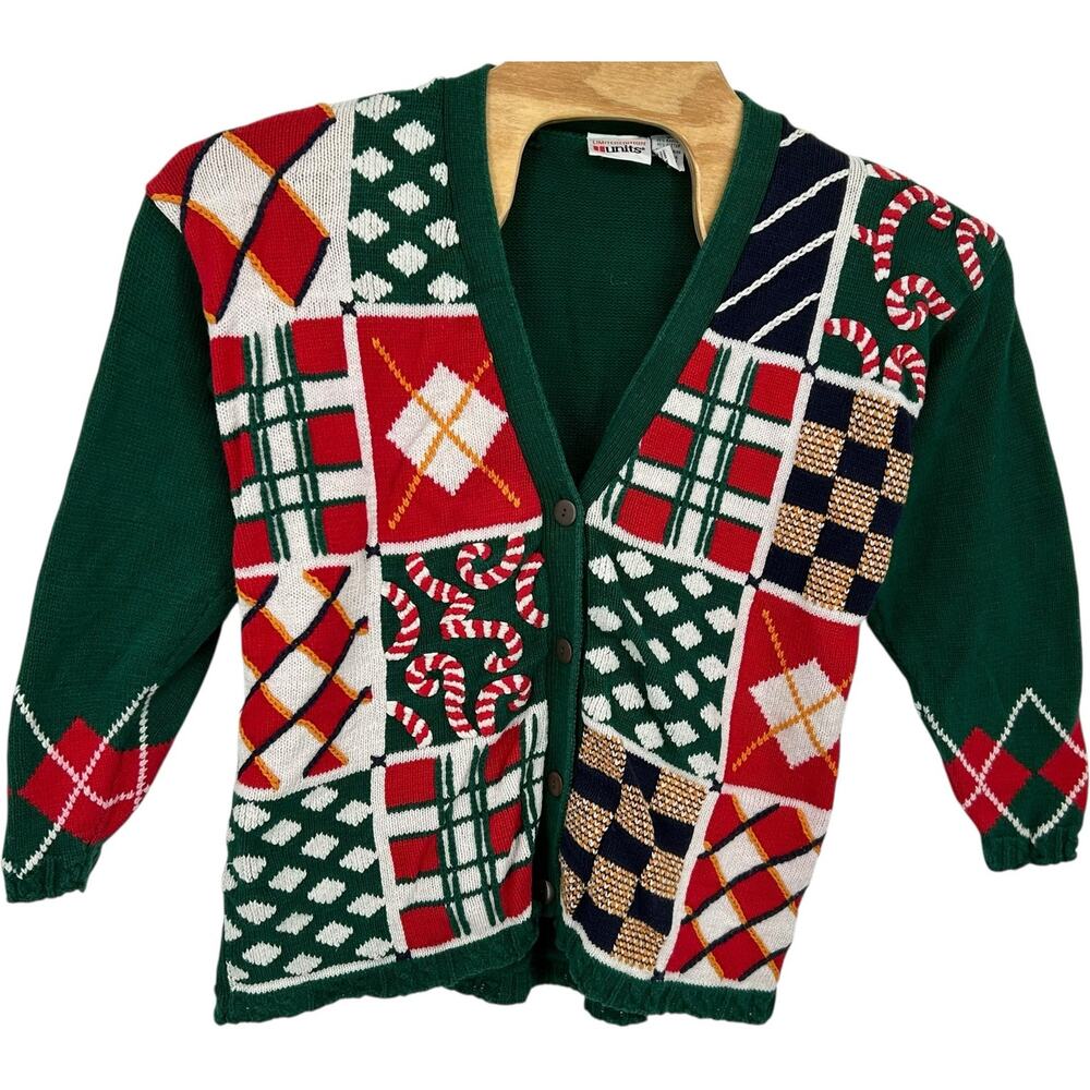 Vintage 90s women's Limited Edition Units Ugly Knit Christmas Sweater Cardigan
